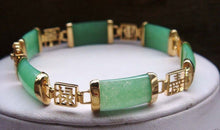 Load image into Gallery viewer, 10% OFF- 190mm/7.5in Certified Natural Ice Jadeite Emerald Jade Gems Gold Plated Fortune Lucky Link Clasp Bracelet Bangle