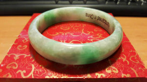 10% OFF- 55/56/57 mm Certified Natural Ice Jadeite Emerald A Jade HandCarved Bracelet Bangle A2018