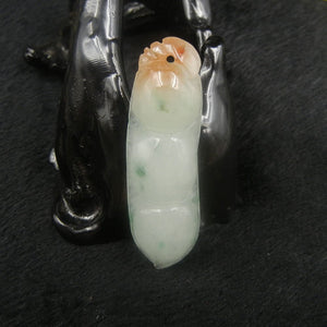 10% OFF on Sales - Certified Natural 3-Color Ice Jadeite Emerald A*Jade HandCarved Ping Beans Pendant 3276