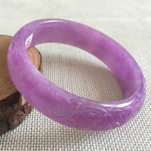 10% OFF on Sales- 57/58 mm-Certified Natural Purple Ice Jadeite Emerald Jade Tablets Bracelet Bangle《Grade A》A-1783