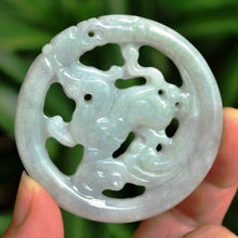 Load image into Gallery viewer, 10% OFF on Sales- Certified Natural Icy Jadeite Emerald Jade Dragon Pixiu Pendant《Grade A》9129