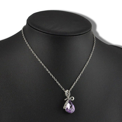 10% OFF on Sales- New Fashion Woman Natural Purple/Blue Teardrop Gem Stone Pendant-Silver Necklace