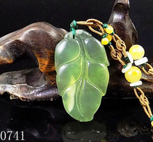 Load image into Gallery viewer, 10% OFF on Sales- Certified Natural Ice Jadeite Emerald Jade Tablets Leaf Pendant 《Grade A》0741