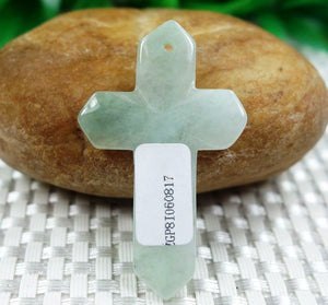 10% OFF on Sales- Certified Natural Ice Jadeite Emerald Jade Tablets Eternal Cross Pendant《Grade A》0817