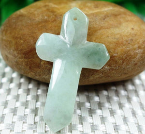 10% OFF on Sales- Certified Natural Ice Jadeite Emerald Jade Tablets Eternal Cross Pendant《Grade A》0817