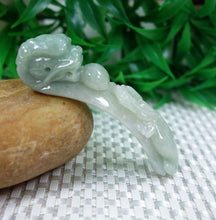 Load image into Gallery viewer, 10% OFF on Sales- Certified Natural Ice Jadeite Emerald Jade Tablets Dragon hook（貔貅） Pendant《Grade A》4855