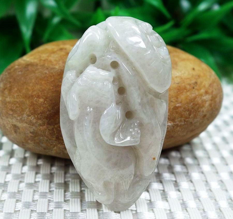 10% OFF on Sales- Certified Natural Icy Jadeite Emerald Jade tablets Dragon Pendant《Grade A》2078