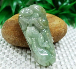 10% OFF on Sales- Certified Natural Icy Jadeite Emerald Jade tablets Dragon Pendant《Grade A》2102