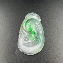 Load image into Gallery viewer, 10% OFF on Sales- Certified Natural Ice Jadeite Emerald Jade tablets Ruyi Dragon Pendant《Grade A》7098