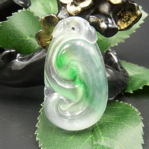 10% OFF on Sales- Certified Natural Ice Jadeite Emerald Jade tablets Ruyi Dragon Pendant《Grade A》7098