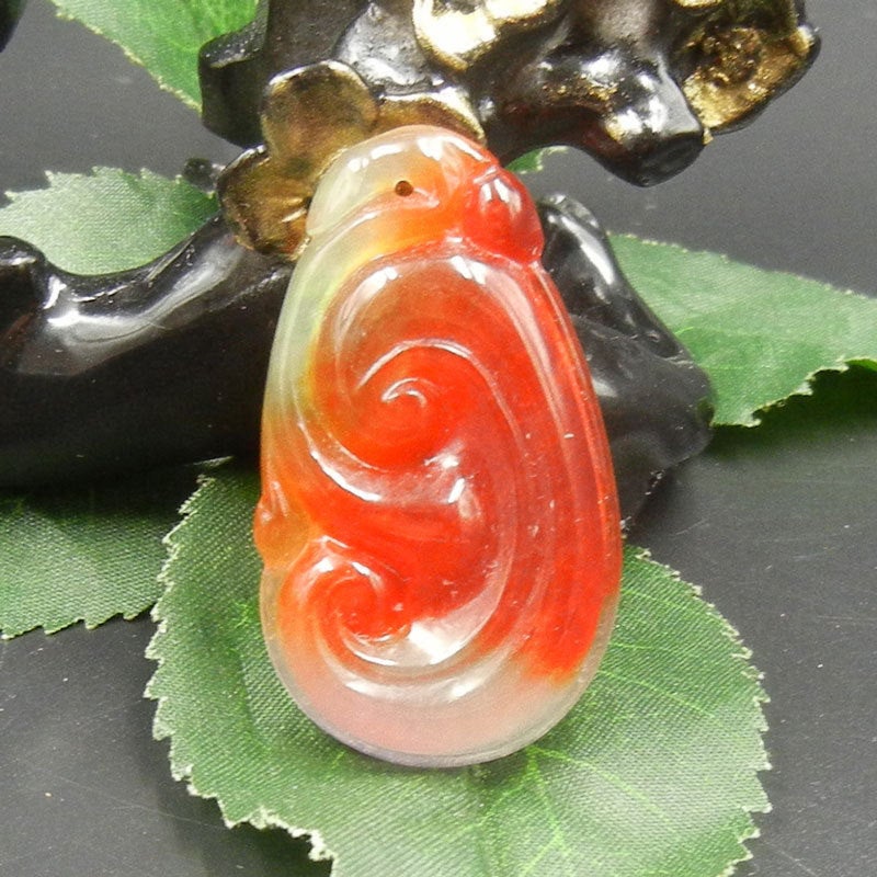 10% OFF on Sales- Certified Natural Ice Jadeite Emerald Jade tablets Ruyi Dragon Pendant《Grade A》7096