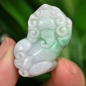 10% OFF on Sales- Certified Natural 3-Color Jadeite Emerald Jade Pixiu-Dragon Pendant《Grade A》6123