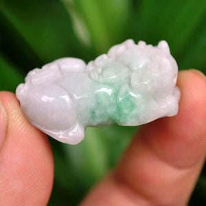 10% OFF on Sales- Certified Natural 3-Color Jadeite Emerald Jade Pixiu-Dragon Pendant《Grade A》6123