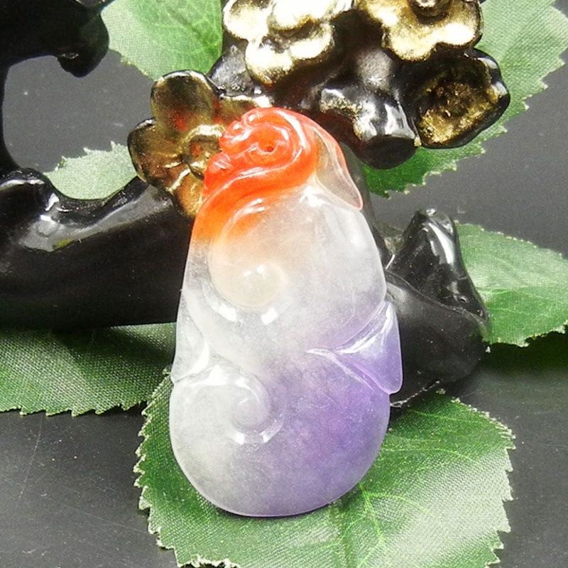 10% OFF on Sales- Certified Natural Ice Jadeite Emerald Jade tablets Ruyi Dragon Pendant《Grade A》7104