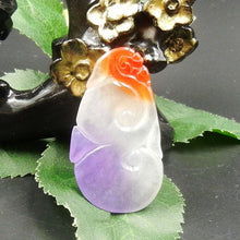 Load image into Gallery viewer, 10% OFF on Sales- Certified Natural Ice Jadeite Emerald Jade tablets Ruyi Dragon Pendant《Grade A》7104