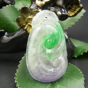 10% OFF on Sales- Certified Natural Ice Jadeite Emerald Jade tablets Ruyi Dragon Pendant《Grade A》7112