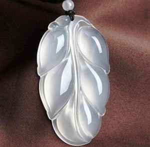 10% OFF on Sales- Certified Natural Ice Jadeite Emerald Jade Leaf Pendant《Grade A》A194020173