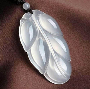 10% OFF on Sales- Certified Natural Ice Jadeite Emerald Jade Leaf Pendant《Grade A》A194020173