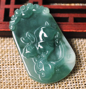 10% OFF on Sales- Certified Natural Jadeite Emerald Jade tablets Rabbit Pendant《Grade A》5404