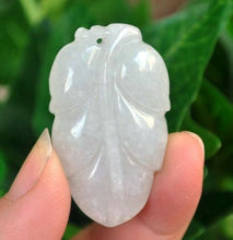 Load image into Gallery viewer, 10% OFF on Sales- Certified Natural Ice Jadeite Emerald Jade tablets Leaf Pendant《Grade A》3589