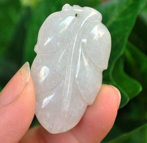 10% OFF on Sales- Certified Natural Ice Jadeite Emerald Jade tablets Leaf Pendant《Grade A》3589