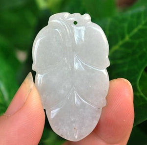 10% OFF on Sales- Certified Natural Ice Jadeite Emerald Jade tablets Leaf Pendant《Grade A》3589