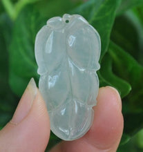 Load image into Gallery viewer, 10% OFF on Sales- Certified Natural Ice Jadeite Emerald Jade tablets Leaf Pendant《Grade A》0538