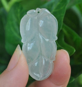 10% OFF on Sales- Certified Natural Ice Jadeite Emerald Jade tablets Leaf Pendant《Grade A》0538