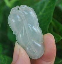 Load image into Gallery viewer, 10% OFF on Sales- Certified Natural Ice Jadeite Emerald Jade tablets Leaf Pendant《Grade A》0538