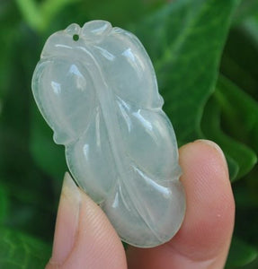 10% OFF on Sales- Certified Natural Ice Jadeite Emerald Jade tablets Leaf Pendant《Grade A》0538