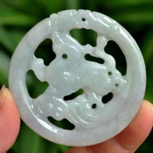 10% OFF on Sales- Certified Natural Ice Jadeite Emerald Jade tablets Dragon-Pixiu Pendant《Grade A》9129