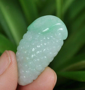 10% OFF- Certified Natural Icy Jadeite Emerald A*Jade HandCarved Grape Pendant A1941