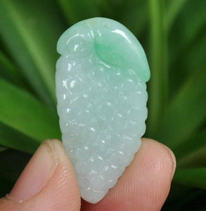 10% OFF- Certified Natural Icy Jadeite Emerald A*Jade HandCarved Grape Pendant A1941