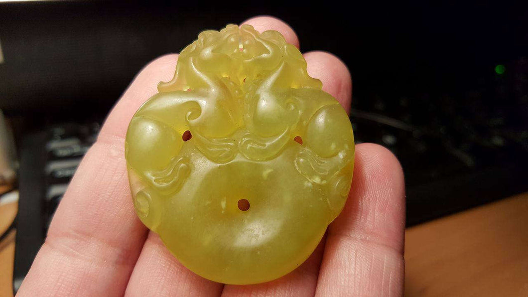 10% OFF- Certified Natural Jadeite Emerald Jade Dragon-Pixiu Pendant《Grade A》1942