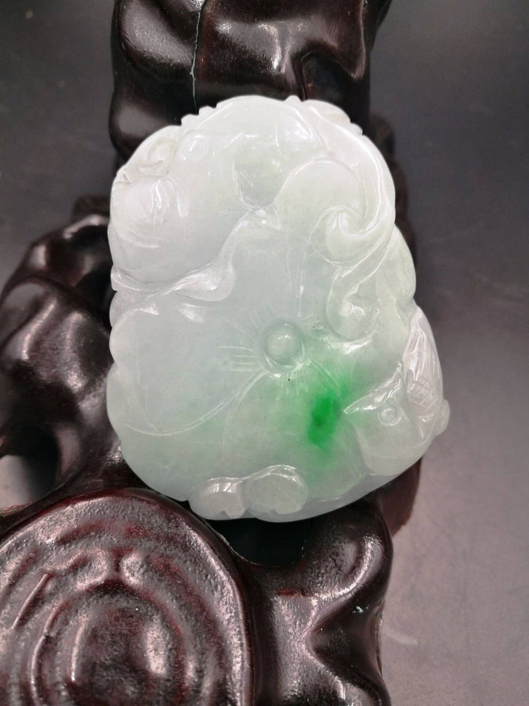 10%OFF- Certified Natural Ice Jadeite Emerald Jade Bird Lotus Pendant《Grade A》6704