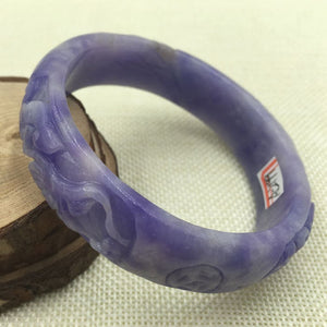 10% OFF on Sales- 62/63 mm-Certified Natural Purple Ice Jadeite Emerald Jade Tablets Bracelet Bangle《Grade A》A-2199