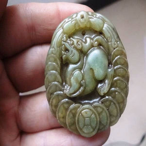 10% OFF- Certified Natural Jadeite Emerald Jade Dragon-Pixiu Pendant《Grade A》1944