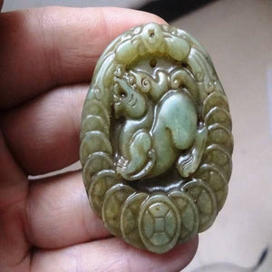 10% OFF- Certified Natural Jadeite Emerald Jade Dragon-Pixiu Pendant《Grade A》1944