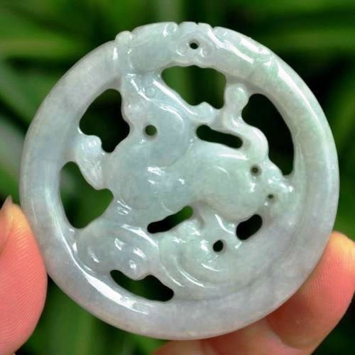 10% OFF on Sales- Certified Natural Icy Jadeite Emerald Jade Dragon Pixiu Pendant《Grade A》9129