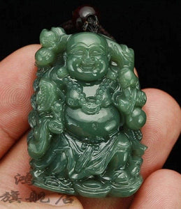 Certified Natural Green Emerald A Jade Buddha Pendant