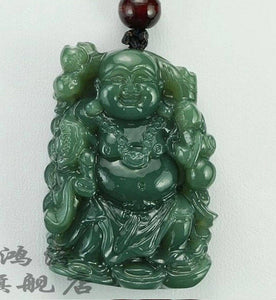 Certified Natural Green Emerald A Jade Buddha Pendant