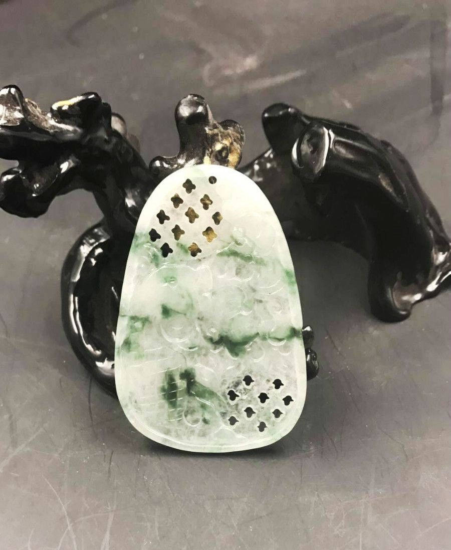 10% OFF- Certified Natural Jadeite Emerald Jade Gold Fish Pendant《Grade A》4702