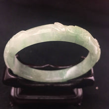 Load image into Gallery viewer, 10% OFF- 55 mm Certified Natural Jadeite Emerald A Jade HandCarved Ruyi Flower Bracelet Bangle A-2496