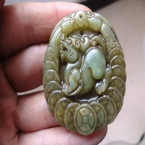 10% OFF- Certified Natural Jadeite Emerald Jade Dragon-Pixiu Pendant《Grade A》1944