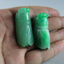 Load image into Gallery viewer, 10% OFF- Certified Natural Jadeite Emerald Jade A Pair-Cicada Pendants《Grade A》A1947