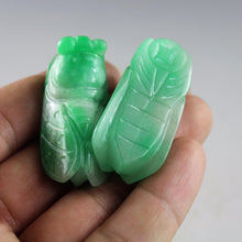 Load image into Gallery viewer, 10% OFF- Certified Natural Jadeite Emerald Jade A Pair-Cicada Pendants《Grade A》A1947