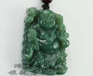 Certified Natural Green Emerald A Jade Buddha Pendant