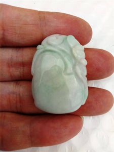 10% OFF- Certified Natural Jadeite Emerald Jade Bat Peach Pendant《Grade A》0079