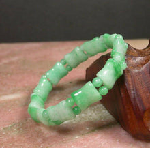 Load image into Gallery viewer, 52-60 mm Certified Natural Jadeite Emerald Jade Beads Bamboo Stretchy Bracelet