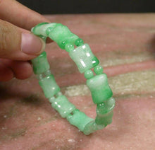 Load image into Gallery viewer, 52-60 mm Certified Natural Jadeite Emerald Jade Beads Bamboo Stretchy Bracelet